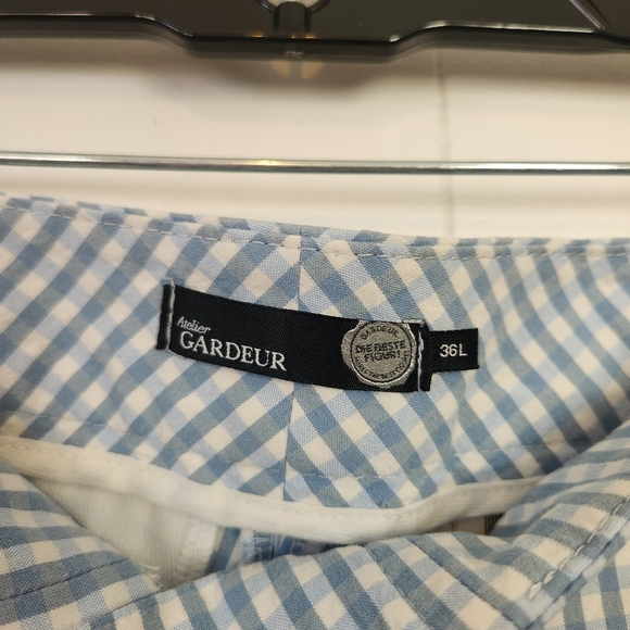 Atelier Gardeur Blue Ginhgam Check Mid Rise Pants Size 36 Medium Long Tall - Picture 6 of 11
